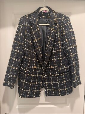 Buddy Love Black & Gold Tweed Blazer Jacket - Women's